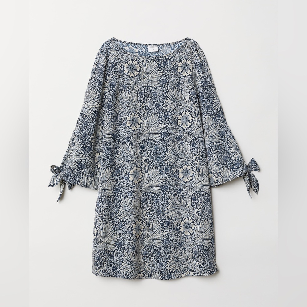 WILLIAM MORRIS & CO x H&M Tunic Dress Size 8 Tie Sleeves